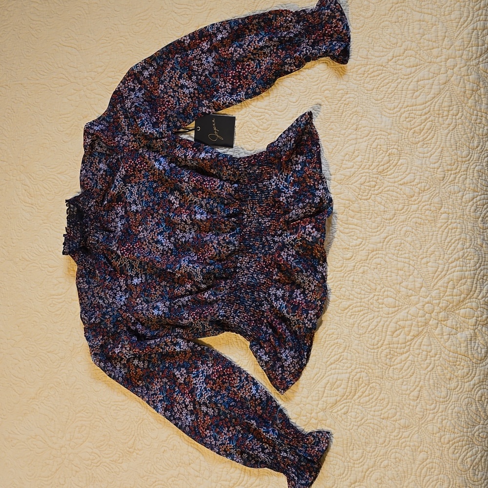 Multi Floral Long-Sleeve Blouse